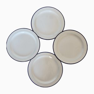 Italienische Vintage Porzellan Teller in Blau & Weiß von Nueva Fontebasso, 4 . Set