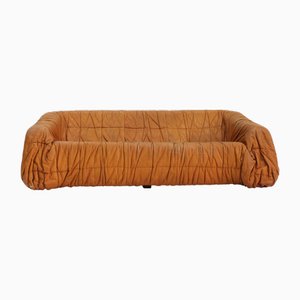 Cognacfarbenes Leder Bettsofa, zugeschrieben Jonathan de Pas, Donato d'Urbino und Paolo Lomazzi für Dall'occa, Italien, 1970er