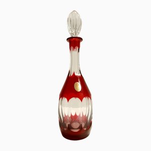 Böhmische Dekantierflasche aus transparentem & rotem Kristallglas von Dresden Crystal, Italien, 1960er