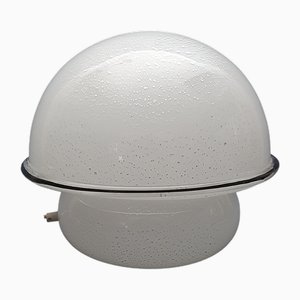 Space Age White and Silver Murano Glass Table Lamp, 1970s