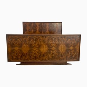 Letto Art Deco in radica di noce di Premuda Lissone, anni '30