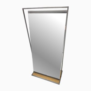 Miroir en Métal Gris Argenté avec Base en Bois Coloré par Christian Dior