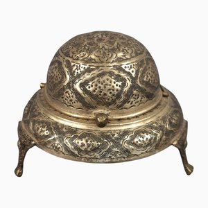 Caviar vintage in metallo argentato, Indonesia, anni '50