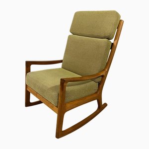 Sedia a dondolo Senator con schienale alto di Ole Wanscher per Poul Jeppesens Møbelfabrik, anni '60