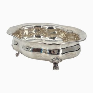 Large Antique 800 Silver Bowl on Lion Feet, Germany