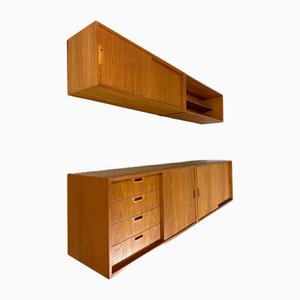 Teak Wall System attributed to Sven Ellekaer for Albert Hansen, Denmark, 1960s, Set of 4