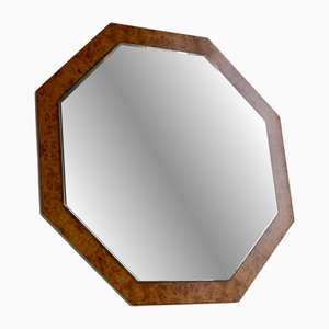 Spiegel aus Holz Lupe mit Metallrahmen, 1970er