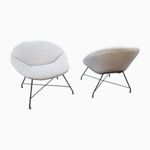 Set of Armchairs Mod Minoletta in Gray Augusto Bozzi Fabric by Augusto Bozzi for Saporiti, 1950s