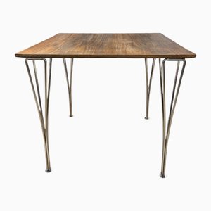 Mesa industrial escandinava de teca de Piet Hein and Bruno Mathsson para Fritz Hansen, Dinamarca, años 80