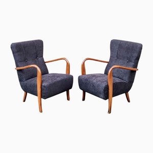 Set of Italian Armchairs in Beech Wood, 1950s