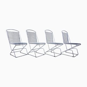 Metal Wire Dining Chairs attributed to Till Behrens, 1980s, Set of 4
