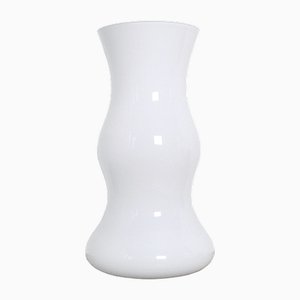 Vaso da terra grande in vetro soffiato bianco di Erik Bagger per Holmegaard