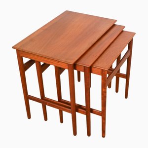 Teak Nesting Tables by Hans J. Wegner for Andreas Tuck, 1960s, Set of 3