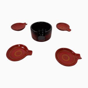 Pop Art Ceramic Ashtrays by Romolo Verzolini for Questa Maiolica, Italy, 1970s, Set of 5