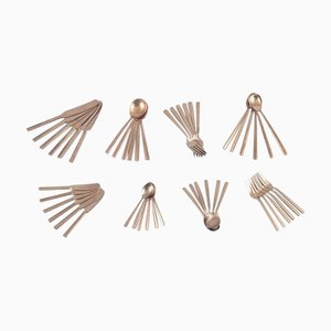 Großes skandinavisches Tafelservice aus Messing, 1970er, 48 . Set