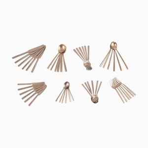Großes skandinavisches Tafelservice aus Messing, 1970er, 49 . Set