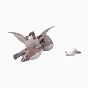Groupe de Trois Moineaux et Poussin Moineau en Porcelaine de Bing & Grøndahl, Danemark, Set de 2