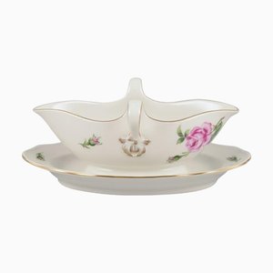 Sauce Boat on Stand with Motif of Pink Rose, Meissen, Germany, 1920s