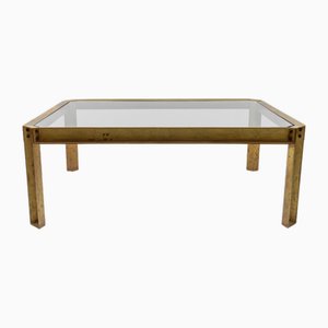 Large Model T09 Coffee Table in Brass and Glass by Peter Ghyczy, 1970s