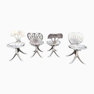 Chaises Sculpturales Modèle Nervure en Aluminium Moulé sous Pression par Quasar Khanh, 1980s, Set de 4