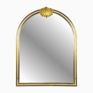 Großer italienischer Wandspiegel aus Messing & Spiegelglas, 1970er