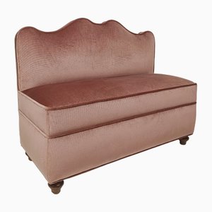Mid-Century Upholstered Bench with Wavy Backrest in the style of Paolo Buffa, 1950s