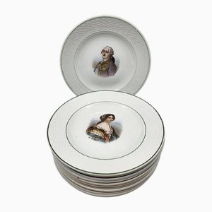 Saint Amand Earthenware Plates King Queens Favorites of France, Set of 12