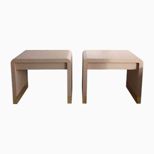 Comodini Waterfall postmoderni vintage color pesca nello stile di Karl Springer, anni '80, set di 2