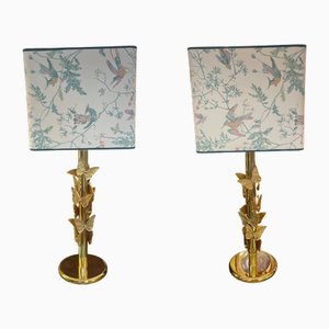 Murano Golden Butterflies Table Lamps, Set of 2