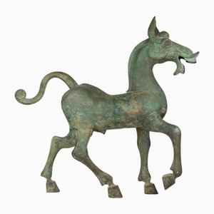 Himmlisches Pferd im Han-Dynastie-Stil, 1800er, Bronze