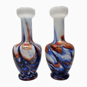 Vintage Italian Opaline Vases, 1970s, Set of 2