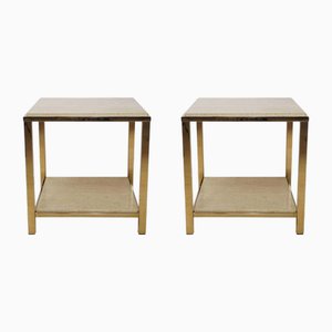 Side Tables in Travertine and 24 Carats from Belgo Chrom / Dewulf Selection, 1970s, Set of 2