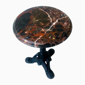 Small Iron Side Table with Marble Top, 1950s