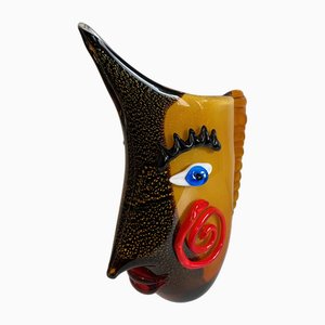 Jarrón con cabeza de pez de cristal de Murano, años 80