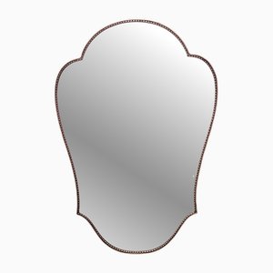 Miroir Mural Biseauté Vintage en Forme de Bouclier en Laiton, 1950s