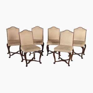 Antique Baroque Chairs in Walnut, 18th Century, Set of 6