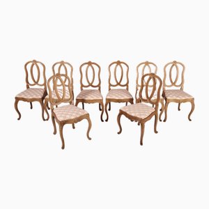 Antike Rokoko Stühle aus Nussholz, 1800er, 8 . Set