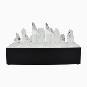 Lámpara de mesa italiana de vidrio acrílico de New Lamp, años 70