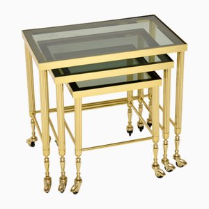 Vintage Nesting Tables in Brass, 1960s, Set of 3