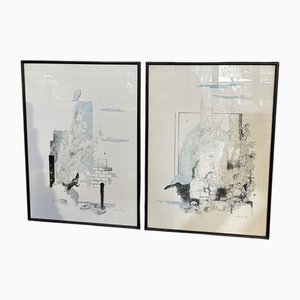 Adolfo Borgognoni, Compositions, 1978, Ink Drawings, Set of 2