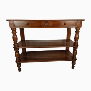 Walnut Etagère Console Table