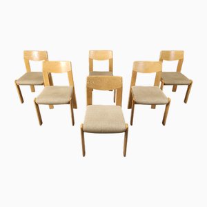 Brutalist Oak Dining Chairs, 1970s, Set of 6