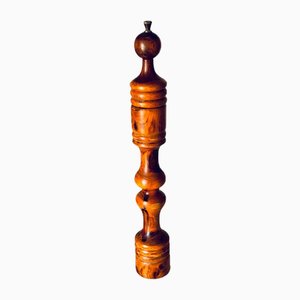 Large French Provincial Olive Wood Pepper Mill, 1960s