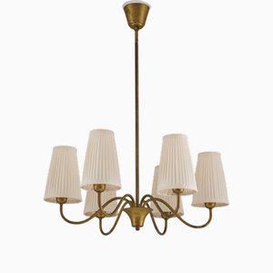 Modern Swedish Chandelier in Brass attributed to Böhlmarks, 1940s