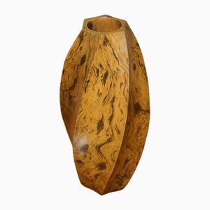 Ornately Sculpted Olive Wood Spiral Flower Vase