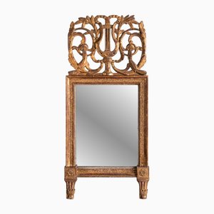 French Giltwood Mirror with Lyre Crest, 19th Century