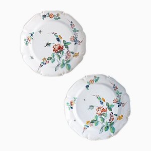 Assiettes Rosaces en Faïence, Italie, 18ème Siècle, Set de 2