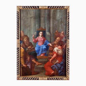 Roman School Artist, Jesus Among the Doctors, 17th Century, Oil on Canvas