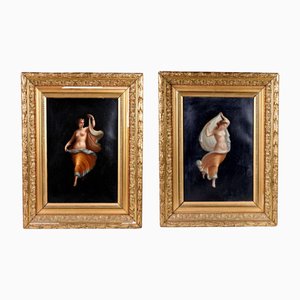 Italian School Artist, Night and Day, 19th Century, Oil Paintings, Framed, Set of 2
