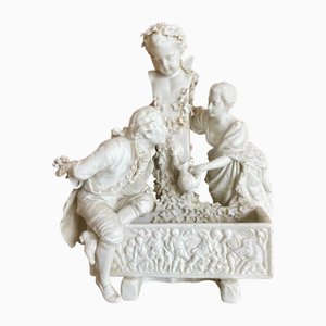 Cupid's Fountain Galante Scene in Biscuit Porcelain